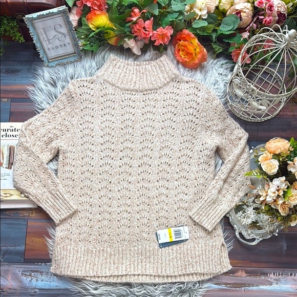 NWT Democracy Off White Knit Turtleneck Sweater - Picture 2 of 10